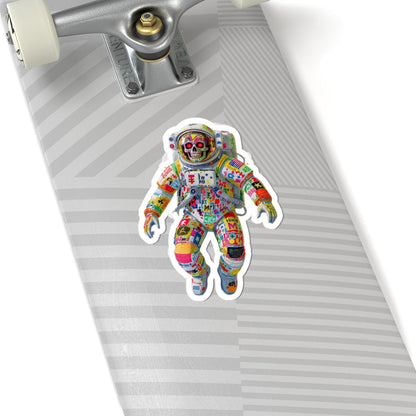 ColorFlow | Neon Skull Astronaut Sticker | Bold Graffiti Space Vinyl Decal for Rebels