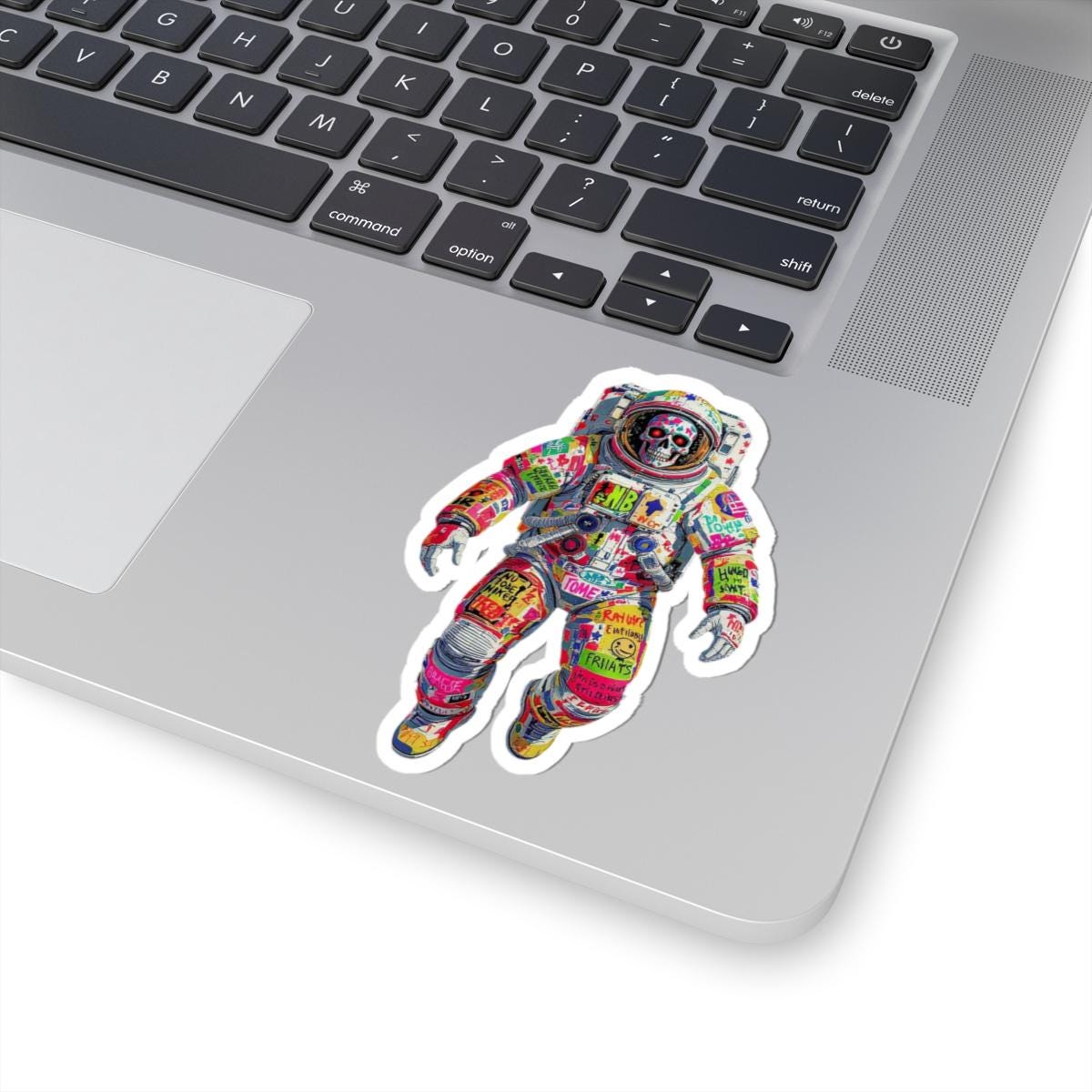 ColorFlow | Graffiti Skull Astronaut Sticker with Neon Street Art Design | Space Punk Vinyl Decal