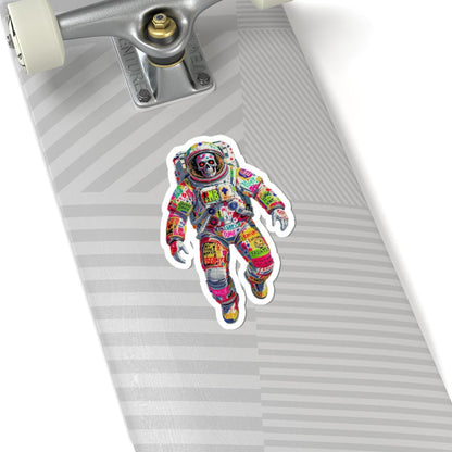 ColorFlow | Graffiti Skull Astronaut Sticker with Neon Street Art Design | Space Punk Vinyl Decal