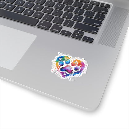 Rainbow Dog Paw Sticker | Heart Splatter Vinyl Decal, Pet Lover Gift
