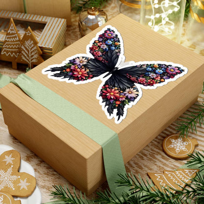 ColorFlow | Elegant Floral Butterfly Sticker in Blooming Garden Style | Nature Art Vinyl Decal