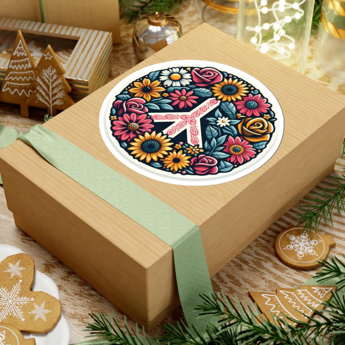 Peace Hope Flower Sticker | Boho Floral Hippie Symbol Vinyl Decal