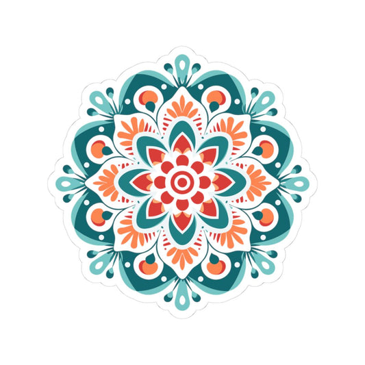 Radiant Harmony Mandala Sticker | Vibrant Geometric Boho Decal, Meditation Art
