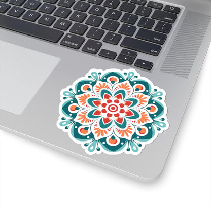 Radiant Harmony Mandala Sticker | Vibrant Geometric Boho Decal, Meditation Art