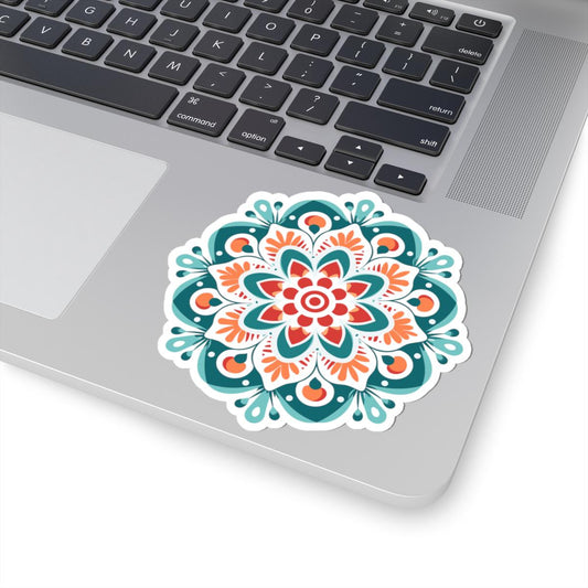 Radiant Harmony Mandala Sticker | Vibrant Geometric Boho Decal, Meditation Art