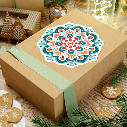 Radiant Harmony Mandala Sticker | Vibrant Geometric Boho Decal, Meditation Art