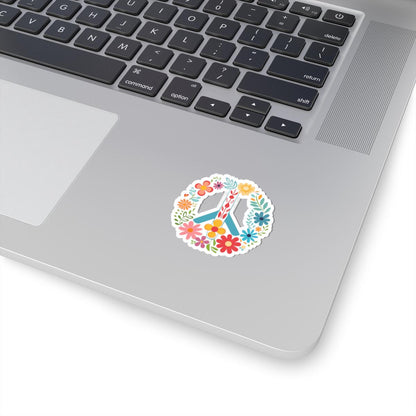 Floral Peace Sign Sticker | Boho Hippie Vinyl Decal (Kiss Cut)