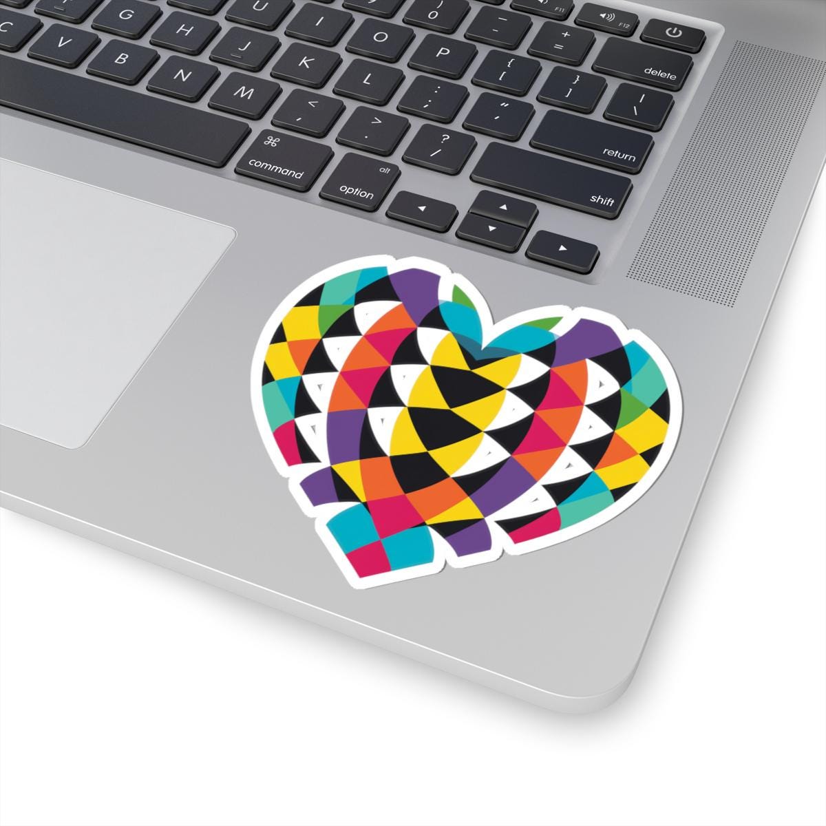 Geometric Rainbow Heart Sticker | Bold Abstract Love Vinyl Decal (Laptop Tumbler Art)