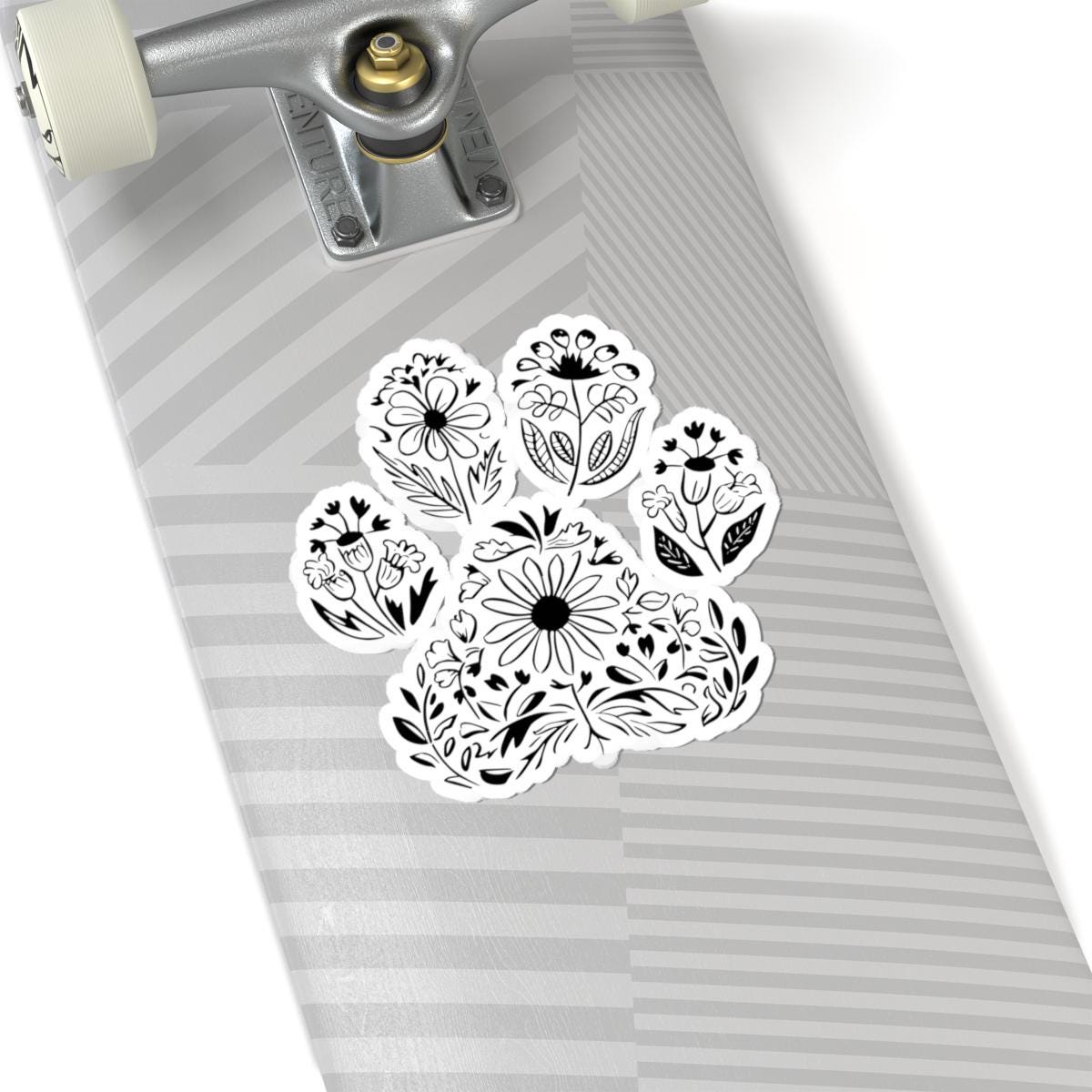 Floral Paw Print Sticker | Boho Botanical Pet Decal, Waterproof Vinyl (Kiss Cut)