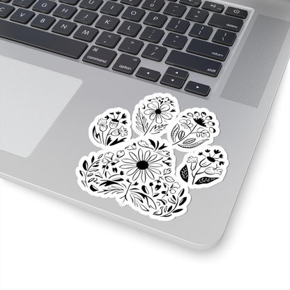 Floral Paw Print Sticker | Boho Botanical Pet Decal, Waterproof Vinyl (Kiss Cut)