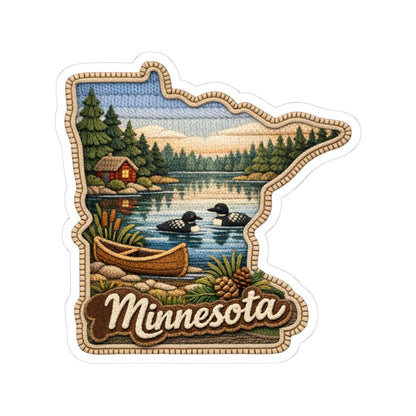ColorFlow | Minnesota Northwoods Serenity Vinyl Sticker | Quiet Lakes Pine Forest Canoes and Cabin Reflections Art