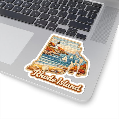 ColorFlow | Rhode Island Oceanlight Vinyl Sticker | Coastal Cliffs Sailboats Lighthouse and New England Shore Art