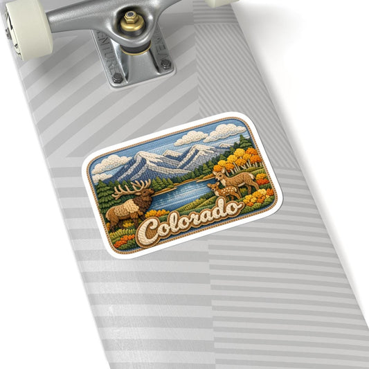 ColorFlow | Colorado Alpine Wilderness Vinyl Sticker | Mountain Lake Elk and Scenic Rocky Range Art