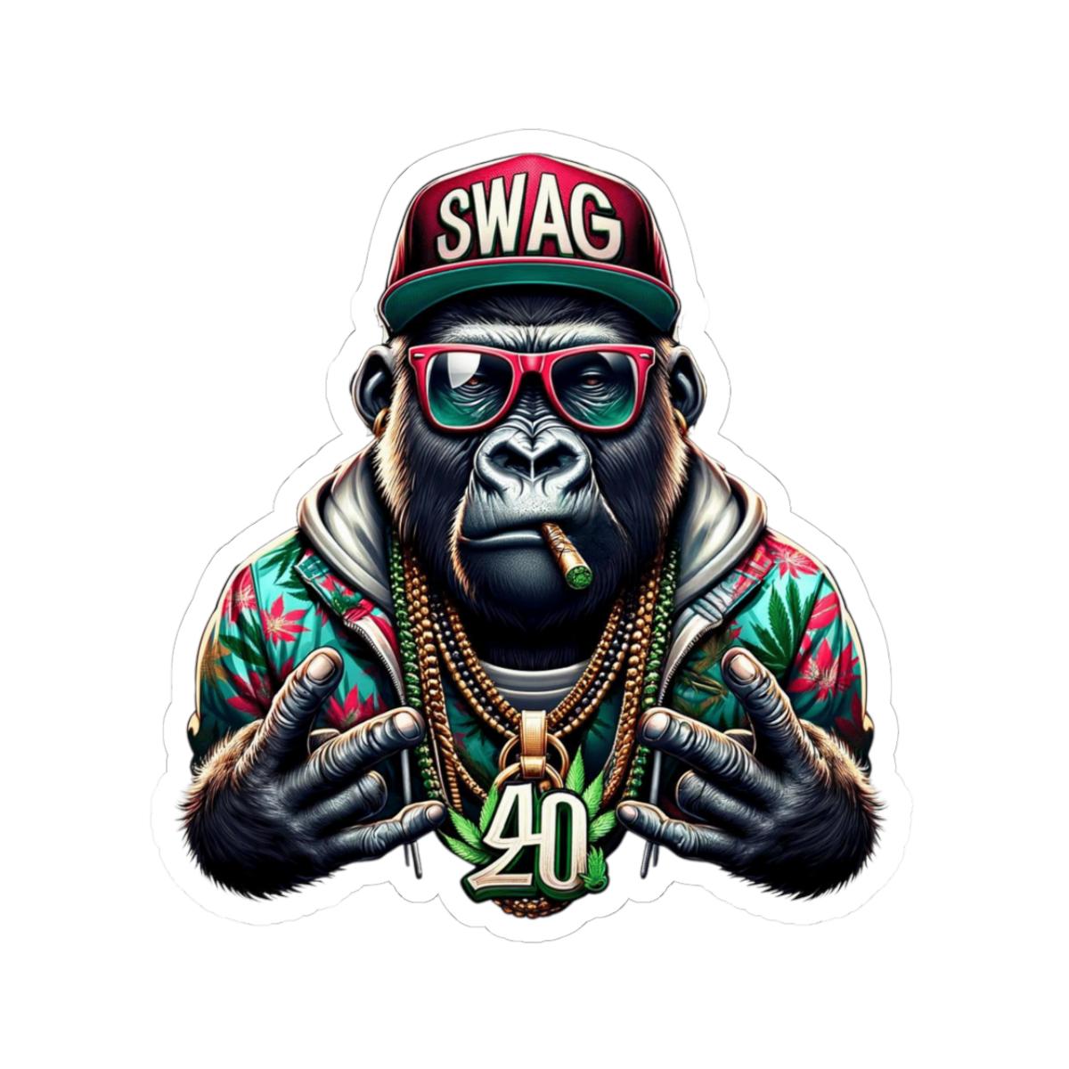 ColorFlow | Swag Gorilla 420 Vinyl Sticker for Water Bottles Laptops Cars | Hip Hop Stoner Art Waterproof Decal