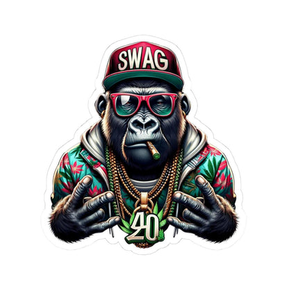 ColorFlow | Swag Gorilla 420 Vinyl Sticker for Water Bottles Laptops Cars | Hip Hop Stoner Art Waterproof Decal