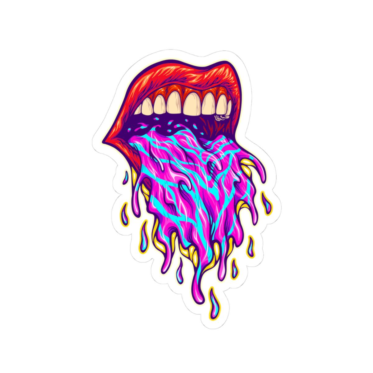 ColorFlow | Psychedelic Trippy Lips Vinyl Sticker for Water Bottles Laptops Cars | Magic Art Waterproof Decal