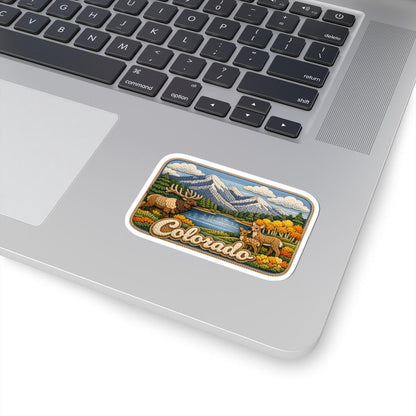 ColorFlow | Colorado Alpine Wilderness Vinyl Sticker | Mountain Lake Elk and Scenic Rocky Range Art