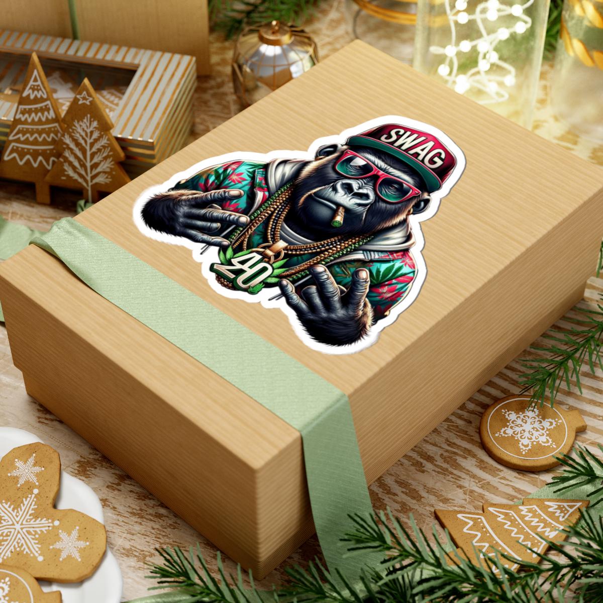 ColorFlow | Swag Gorilla 420 Vinyl Sticker for Water Bottles Laptops Cars | Hip Hop Stoner Art Waterproof Decal