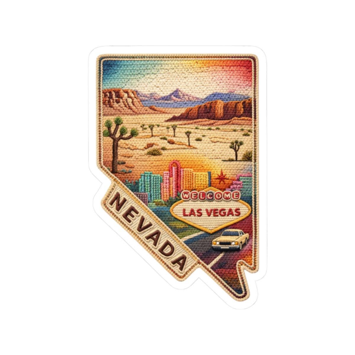 Nevada Desert Nights Vinyl Sticker | Las Vegas Skyline Mojave Art (Waterproof)