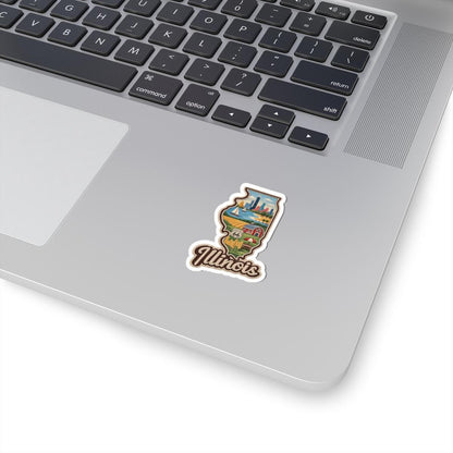 ColorFlow | Illinois Prairie Skyline Vinyl Sticker | Chicago Lakefront Route 66 Heartland Scene Art