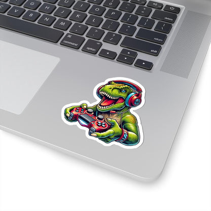 Gamer T Rex Vinyl Sticker | Dinosaur Gaming Art Waterproof Decal