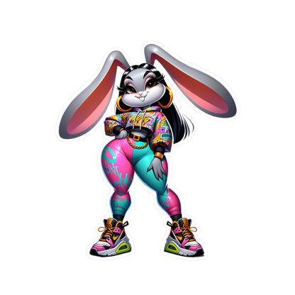 ColorFlow | Hip Hop Bunny Vinyl Sticker | Urban Art Waterproof Decal | Glossy Matte Holographic | 6 Size Options