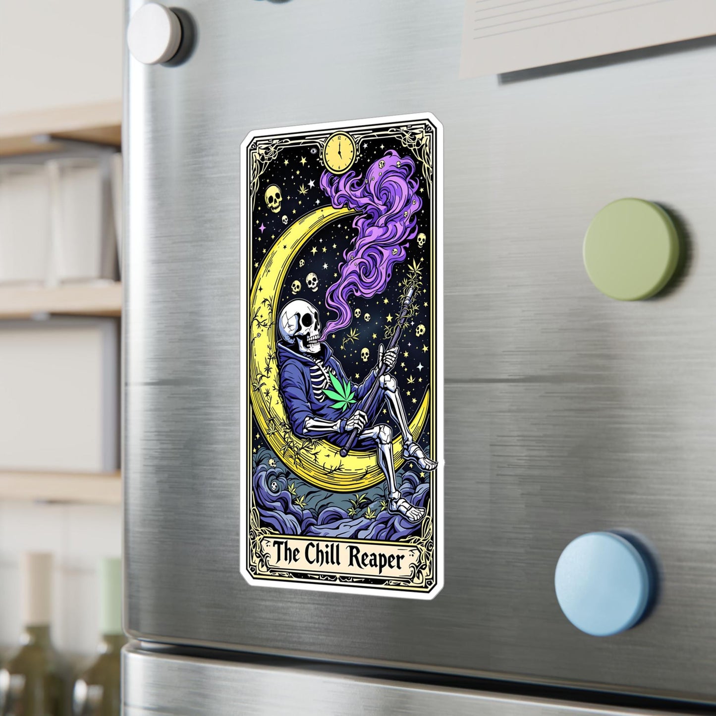 ColorFlow | Chill Reaper Skeleton Vinyl Sticker | Waterproof Art Decal | Glossy Matte Holographic | 6 Sizes