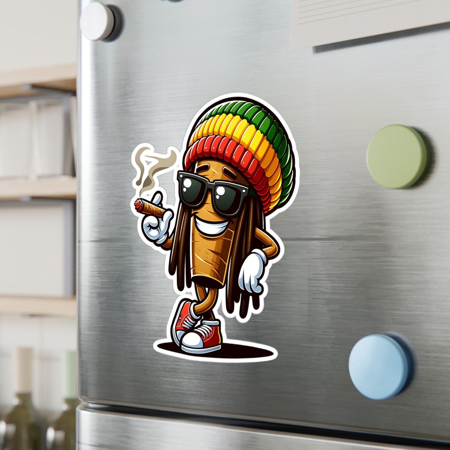 Reggae Blunt Cartoon Sticker | Waterproof Vinyl Art Decal (Glossy, Matte, Holographic)