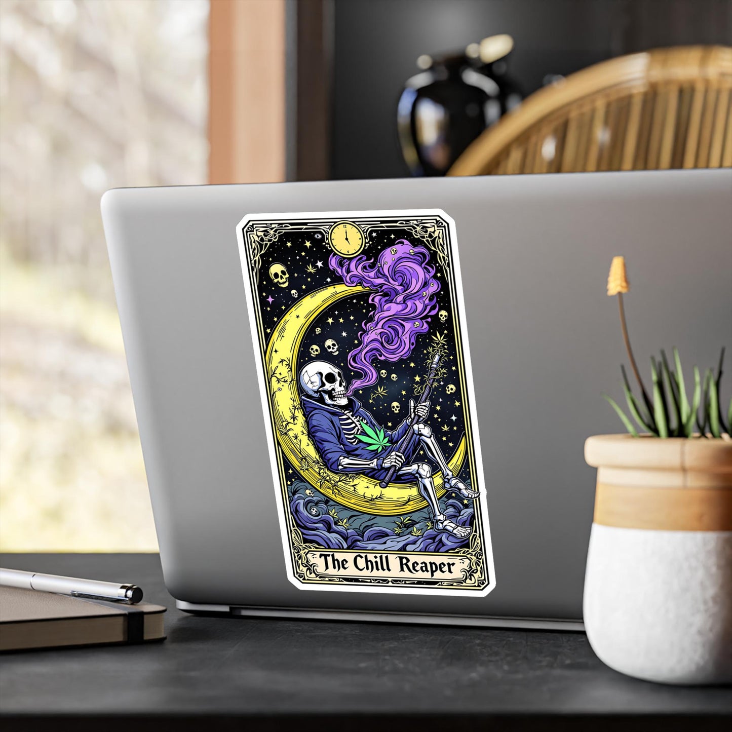 ColorFlow | Chill Reaper Skeleton Vinyl Sticker | Waterproof Art Decal | Glossy Matte Holographic | 6 Sizes