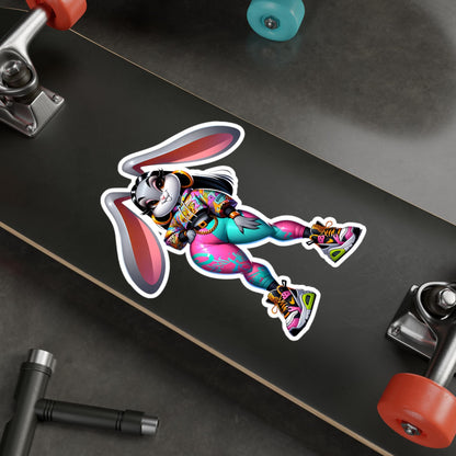 ColorFlow | Hip Hop Bunny Vinyl Sticker | Urban Art Waterproof Decal | Glossy Matte Holographic | 6 Size Options