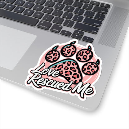 Love Rescued Me Paw Print Sticker | Animal Rescue Decal (Waterproof Vinyl)