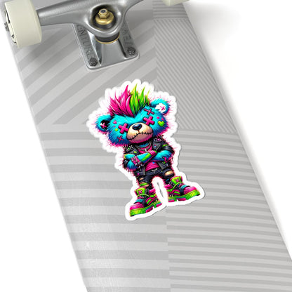 ColorFlow | Neon Punk Bear Vinyl Sticker | Graffiti Streetwear Gamer Sticker | Waterproof Glossy or Matte