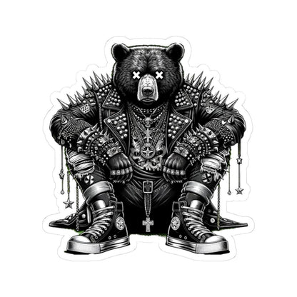 Punk Rock Bear Vinyl Sticker | Waterproof Gothic Streetwear Art (Matte/Glossy)
