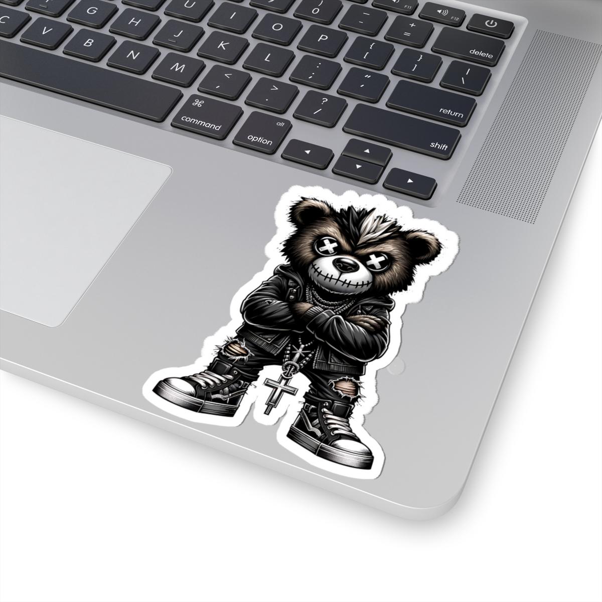 ColorFlow | Punk Mohawk Bear Vinyl Sticker | Gothic Streetwear Gamer Sticker | Dark Aesthetic Waterproof Glossy or Matte