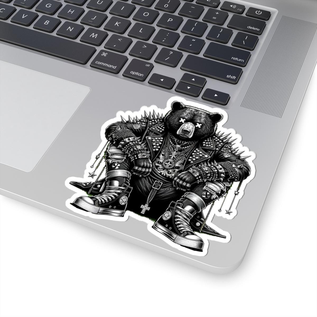 Punk Rock Bear Vinyl Sticker | Waterproof Gothic Streetwear Art (Matte/Glossy)