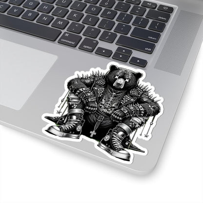 Punk Rock Bear Vinyl Sticker | Waterproof Gothic Streetwear Art (Matte/Glossy)