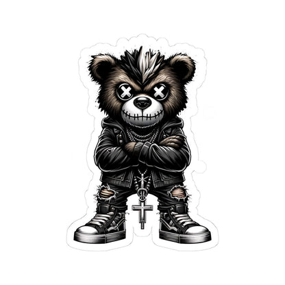 ColorFlow | Punk Mohawk Bear Vinyl Sticker | Gothic Streetwear Gamer Sticker | Dark Aesthetic Waterproof Glossy or Matte