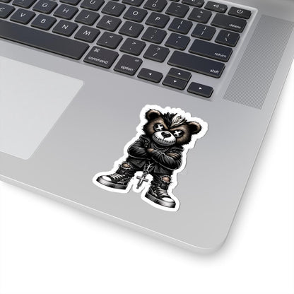 ColorFlow | Punk Mohawk Bear Vinyl Sticker | Gothic Streetwear Gamer Sticker | Dark Aesthetic Waterproof Glossy or Matte