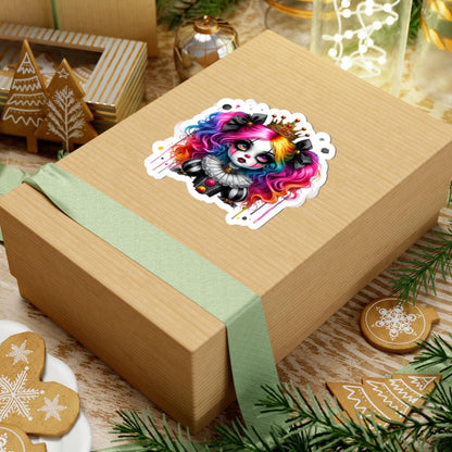 ColorFlow | Royal Rainbow Clowncore Girl Sticker | Goth Princess Vinyl Decal | Pastel Emo Art Aesthetic