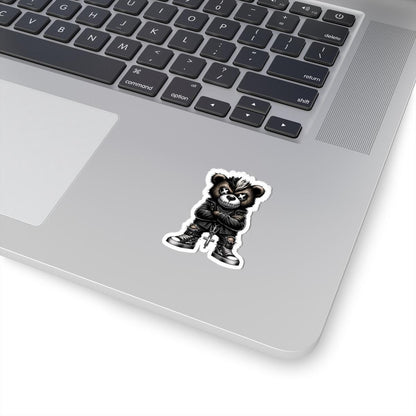 ColorFlow | Punk Mohawk Bear Vinyl Sticker | Gothic Streetwear Gamer Sticker | Dark Aesthetic Waterproof Glossy or Matte