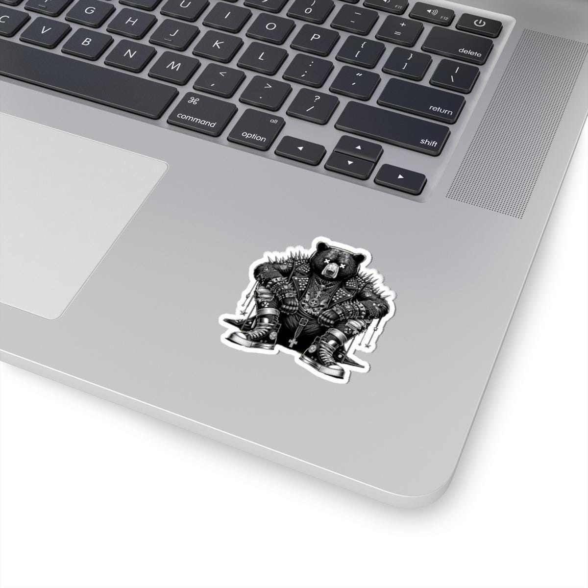 Punk Rock Bear Vinyl Sticker | Waterproof Gothic Streetwear Art (Matte/Glossy)