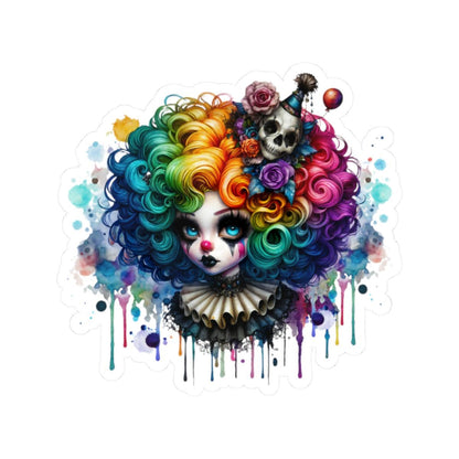 ColorFlow | Gothic Rainbow Clown Skull Sticker | Creepy Cute Circuscore Vinyl Decal | Spooky Alternative Laptop Art