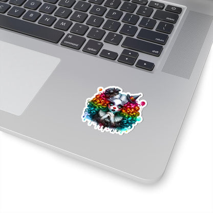 Rainbow Gothic Clown Sticker | Dark Carnival Harlequin Art Vinyl