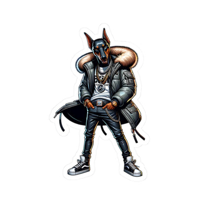 Doberman Streetwear Sticker | Urban Dog Art, Chains, Sneakers (Kiss Cut)