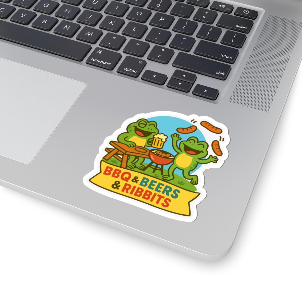 BBQ Beers Ribbits Frog Sticker | Funny Beer Barbecue Vinyl Decal (Waterproof)