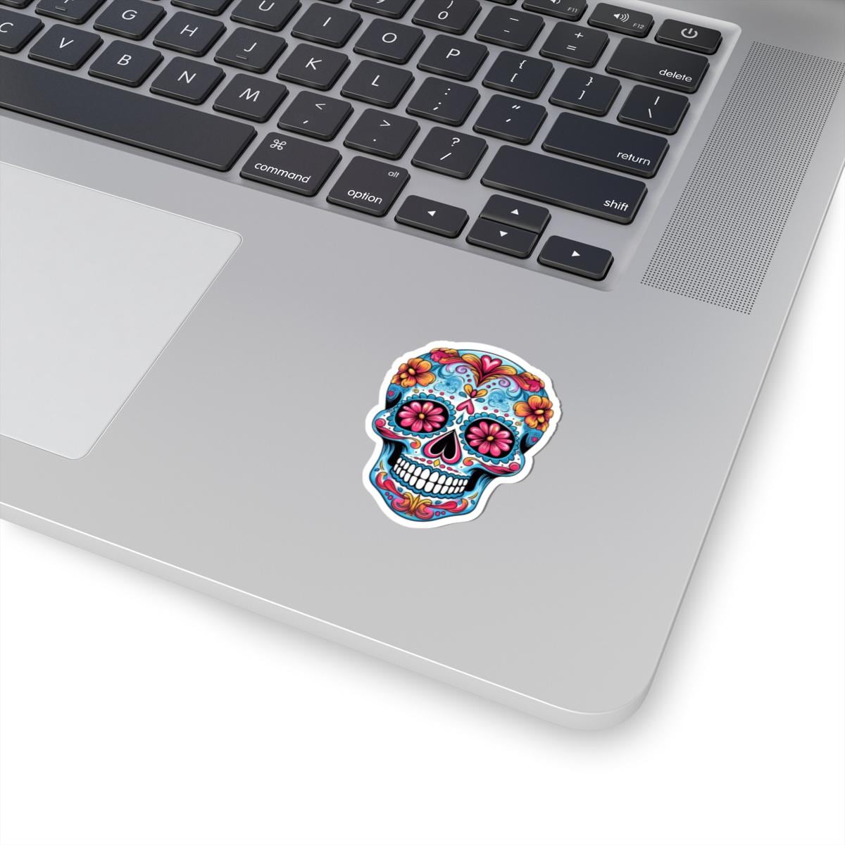 Pink Bloom Sugar Skull Vinyl Sticker | Día de los Muertos Waterproof Calavera Art | Floral Mexican Skull Laptop Decal