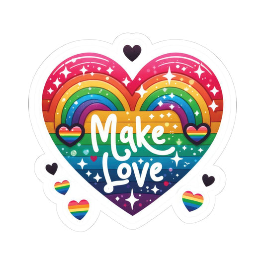 Rainbow Heart Sticker | LGBTQ+ Pride, Sparkle, Make Love Decal