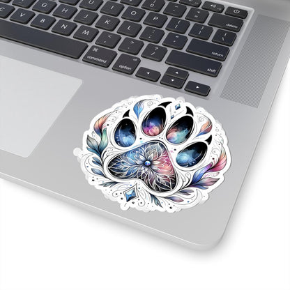 Mystical Galaxy Paw Print Sticker | Boho Cosmic Mandala Pet Decal