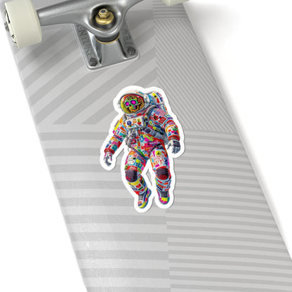 ColorFlow | Neon Skull Graffiti Astronaut Sticker | Trippy Cosmic Decal for Bold Space Lovers