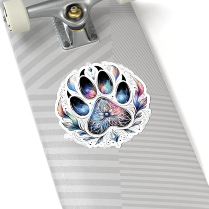 Mystical Galaxy Paw Print Sticker | Boho Cosmic Mandala Pet Decal
